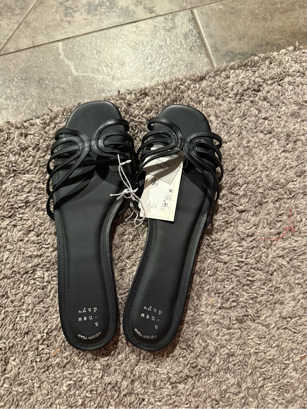 💜 Women’s Mariana Sandals with Memory Foam Insole - A New Day Black 11